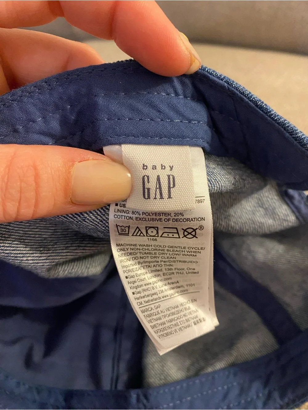 GAP Kids Denim Baseball Cap in Blue with White Logo